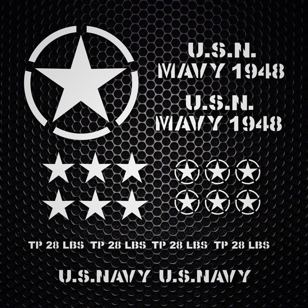 Car & Motorbike Stickers: Set 22X Sticker for Jeep US Army