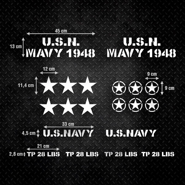 Car & Motorbike Stickers: Set 20X Sticker for Jeep USN Mavy 1948