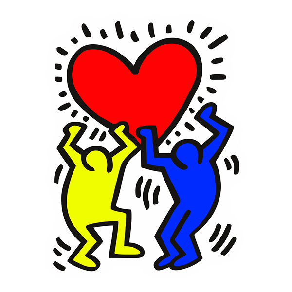 Wall Stickers: Pop Art Figures Holding a Heart