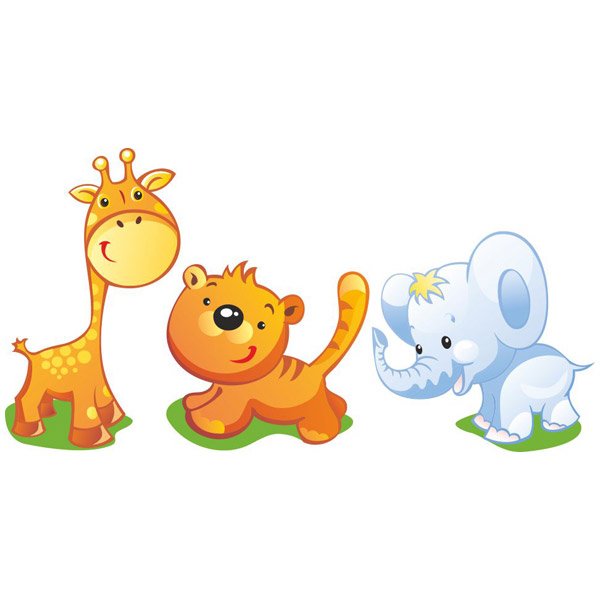 Stickers for Kids: Giraffe, tiger and elephant kit