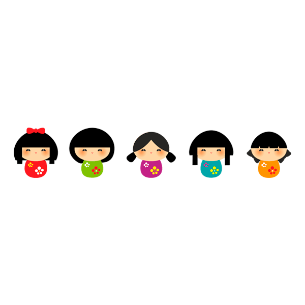 Stickers for Kids: Kit of 5 Kokeshi dolls