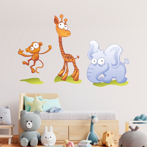 Stickers for Kids: Zoo, a little monkey, a giraffe and an elephant