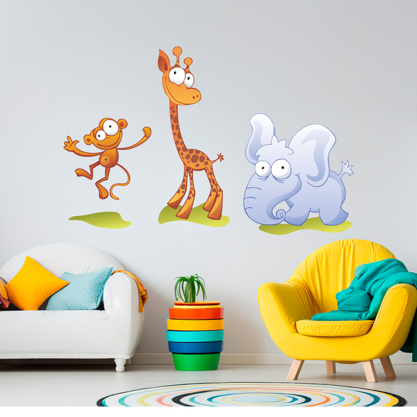 Stickers for Kids: Zoo, a little monkey, a giraffe and an elephant