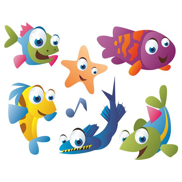 Stickers for Kids: Kit Aquarium colored fish