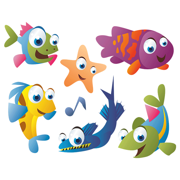 Stickers for Kids: Kit Aquarium colored fish