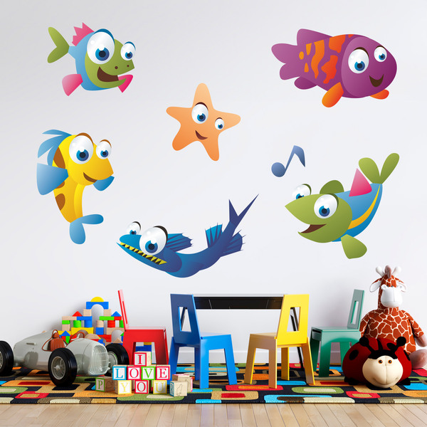 Stickers for Kids: Kit Aquarium colored fish