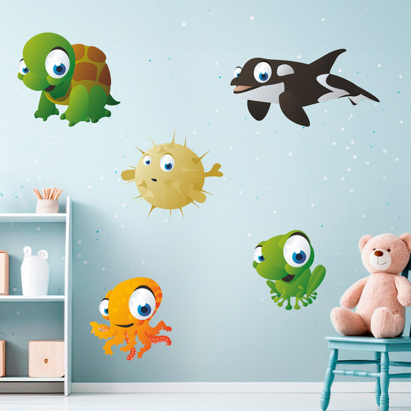 Stickers for Kids: Aquarium Kit of marine beings