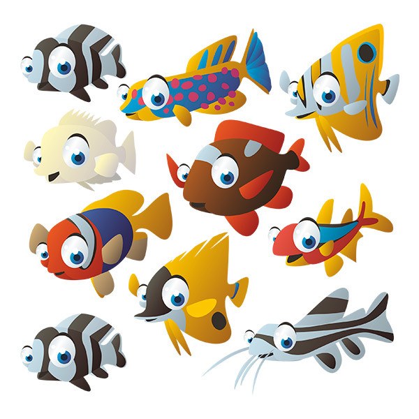 Stickers for Kids: Kit 10 fishes