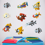 Stickers for Kids: Kit 10 fishes 4