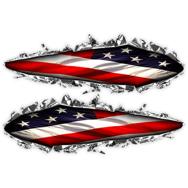 Camper van decals: Tear with US flag