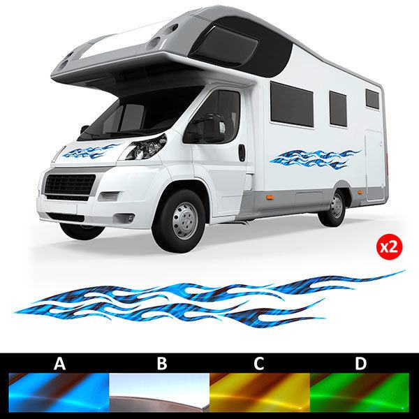 Camper van decals:  Coloured flames