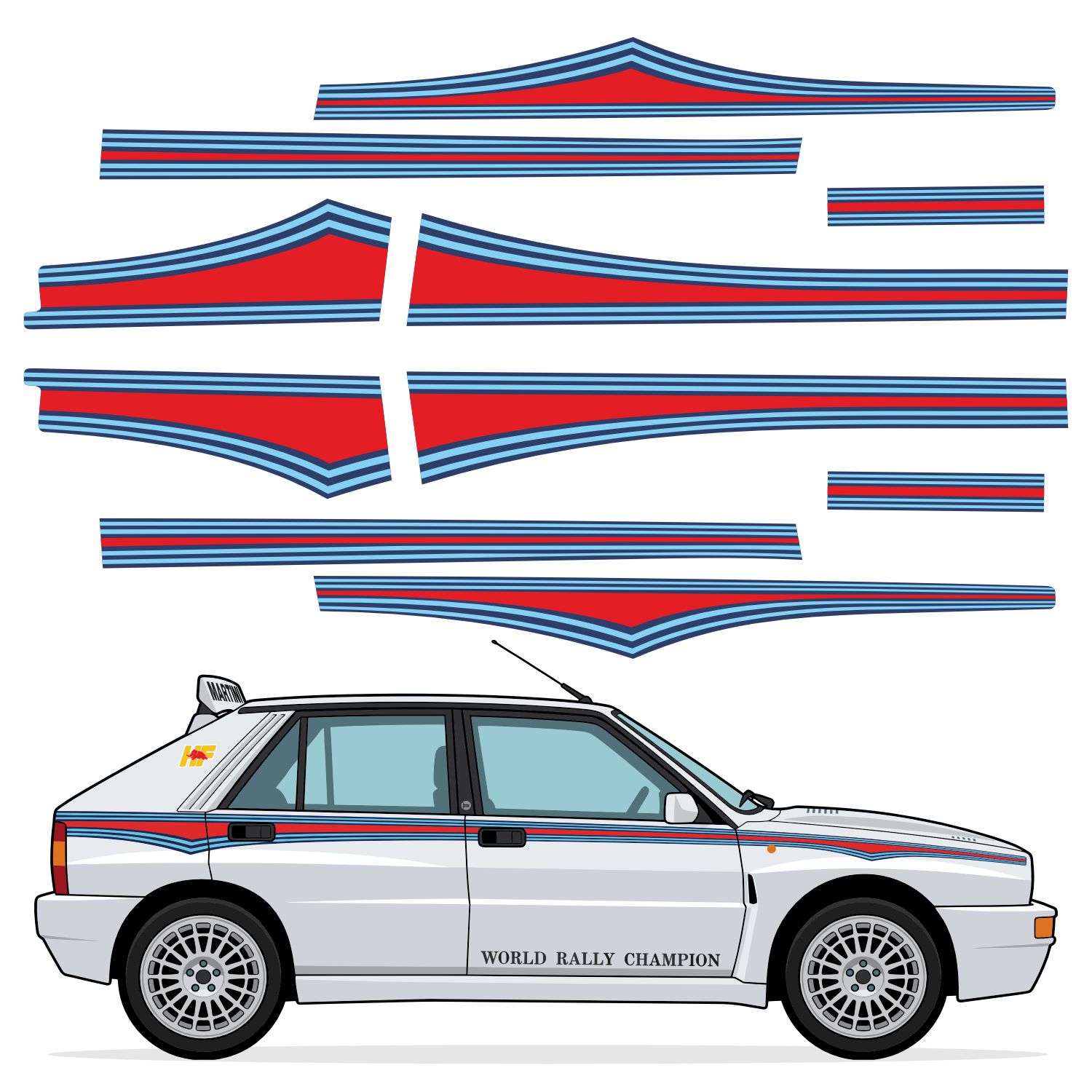 Car & Motorbike Stickers: Kit Lancia Delta Integrale HF Martini 1
