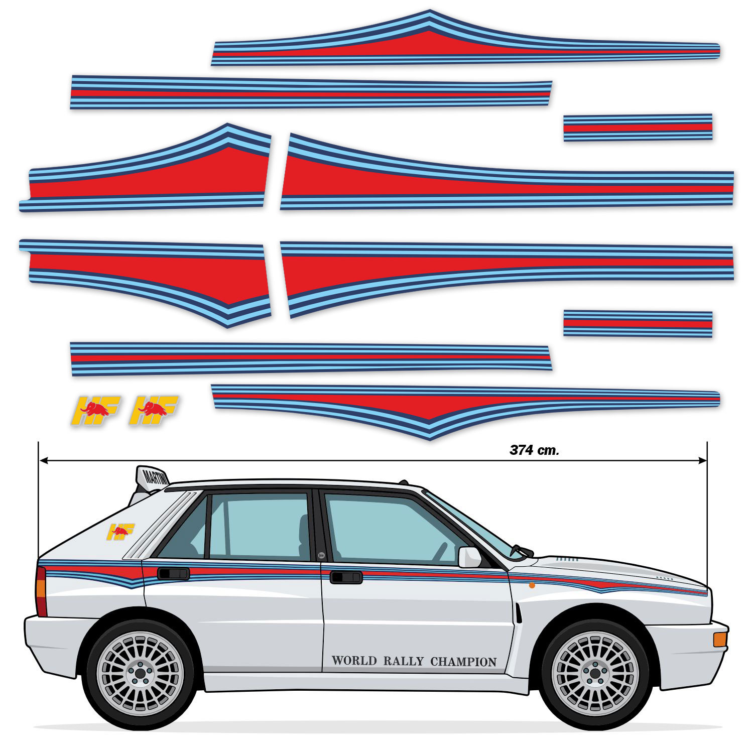 Car & Motorbike Stickers: Lancia Delta Integrale HF Evo 1 Martini Livery Kit