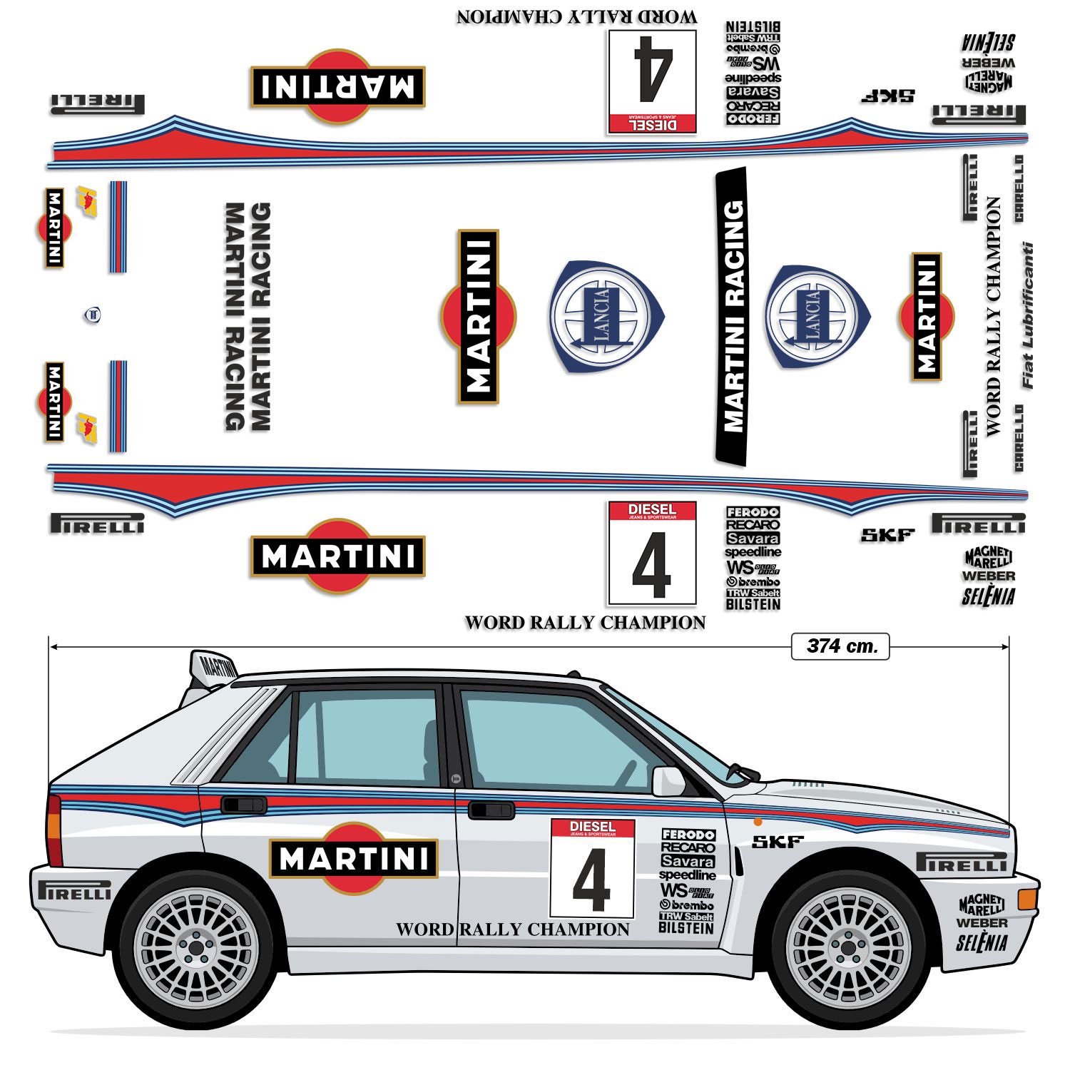 Car & Motorbike Stickers: Lancia Delta Integrale Martini Racing &ndash; World Rall
