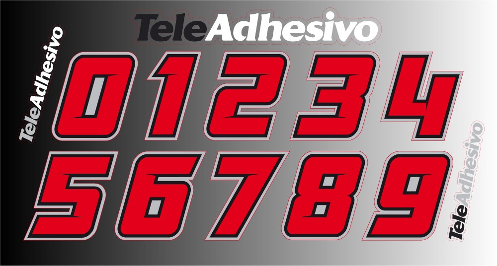 Stickers Kit Red Numbers racing design