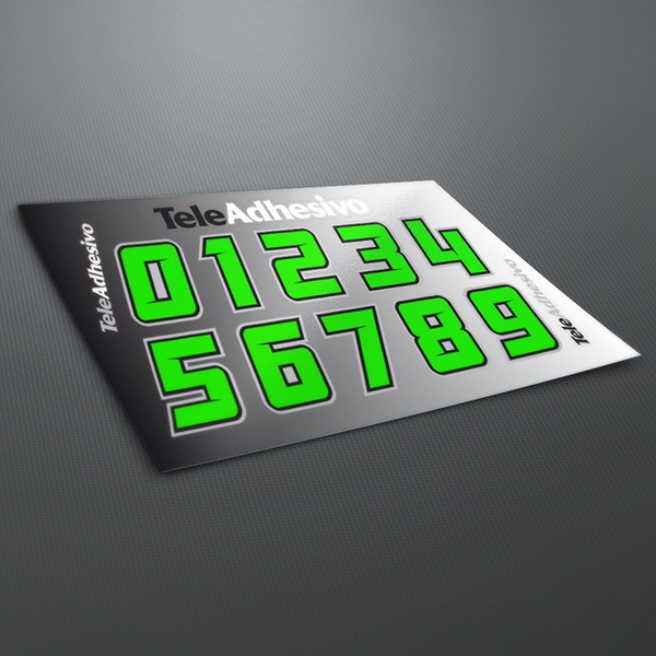 Car & Motorbike Stickers: Kit Green Numbers 1