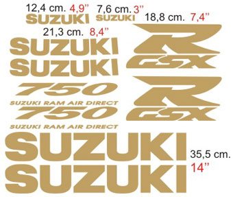 Car & Motorbike Stickers: GSX R750 1996 with Typographic Variations