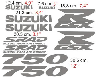 Car & Motorbike Stickers: GSXR 750 1997 with Distinctive Logos