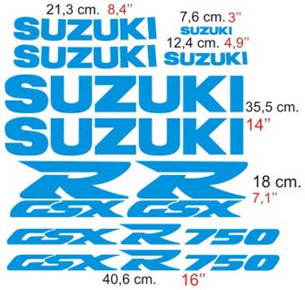 Car & Motorbike Stickers: GSXR 750 1996 with Logos in Different Sizes