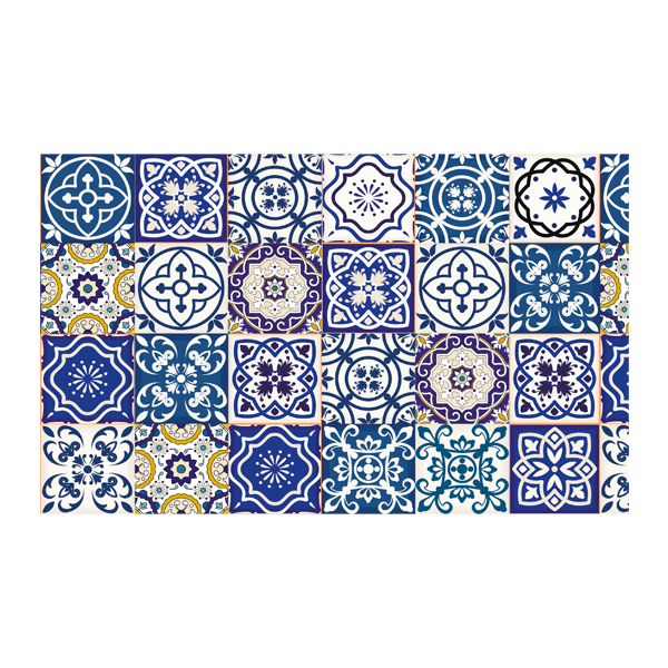 Wall Stickers: Sticker Ikea Lack Table Blue Tiles