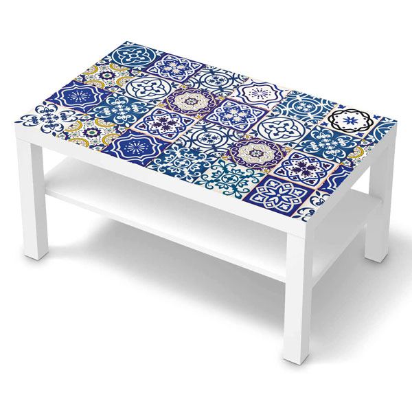 Wall Stickers: Sticker Ikea Lack Table Blue Tiles