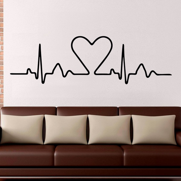 Wall Stickers: Bed Headboard Heart electrocardiogram