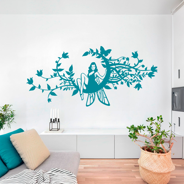 Wall Stickers: Fairy in the moon of flowers