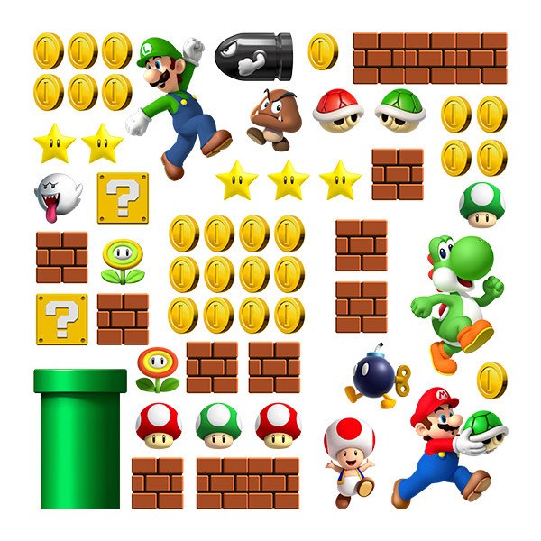 Kids Wall Sticker Set 60X Super Mario Bros