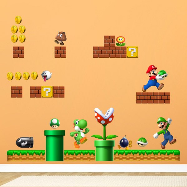 Stickers for Kids: Set 38X Mario Bros Mushroom Kingdom