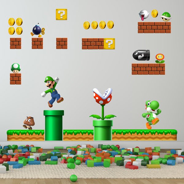 Stickers for Kids: Set 38X Mario Bros Mushroom Kingdom