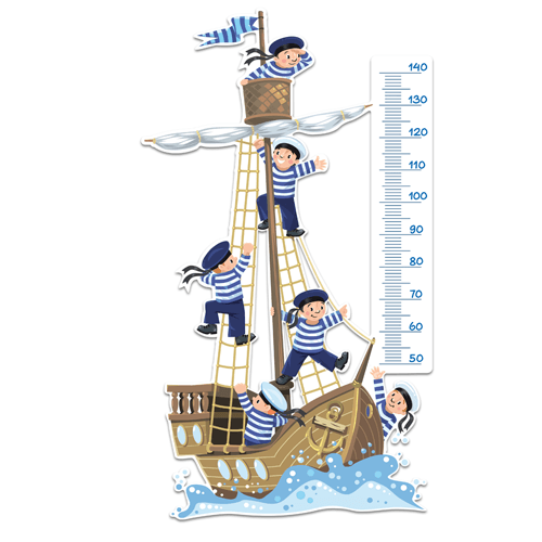 Stickers for Kids: Height Chart Boat and cabin boys