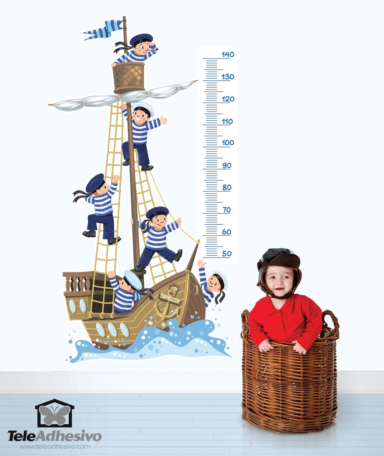 Stickers for Kids: Height Chart Boat and cabin boys