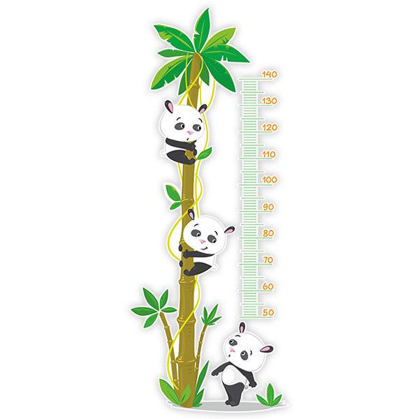 Stickers for Kids: Grow Chart Pandas in palm tree