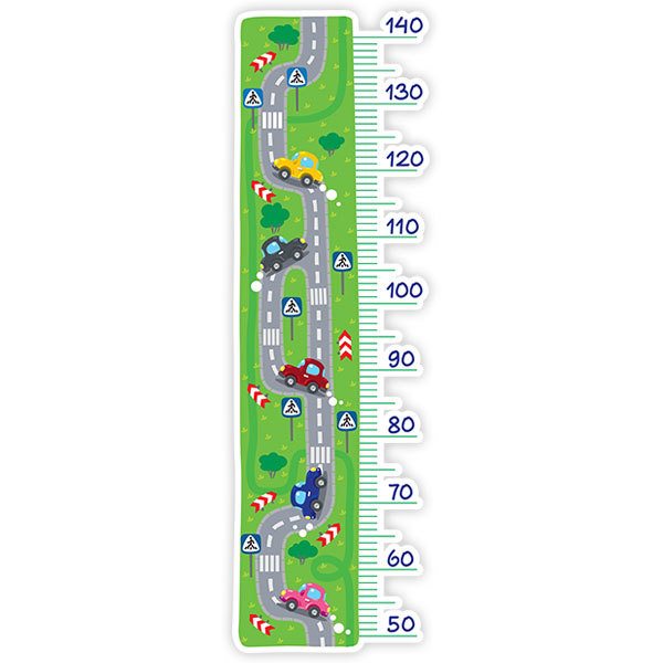 Stickers for Kids: Height Chart Cars on the road