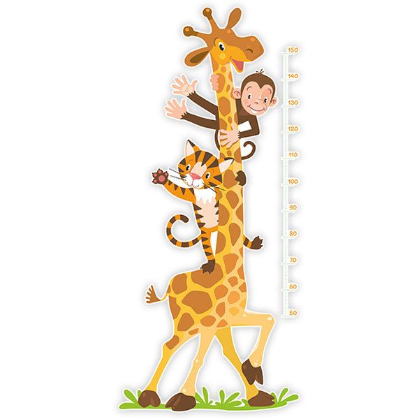 Stickers for Kids: Height Chart Giraffe, monkey and tiger