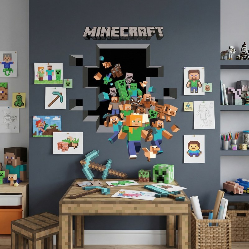Minecraft 3D Wall Decal 4/18