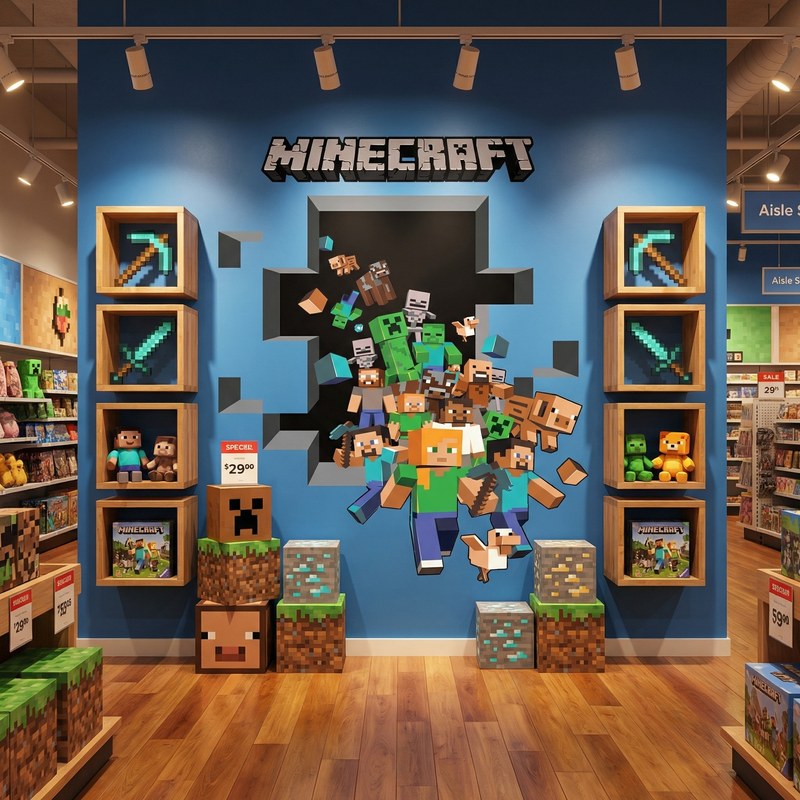 Minecraft 3D Wall Decal 6/18