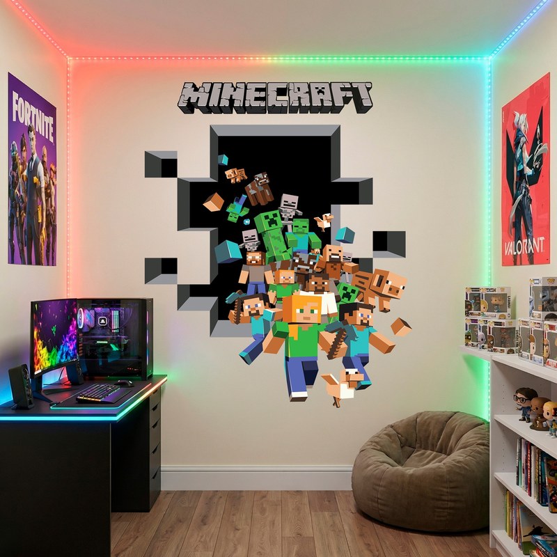 Minecraft 3D Wall Decal 7/18
