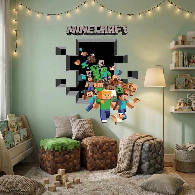 Minecraft 3D Wall Decal 9/18