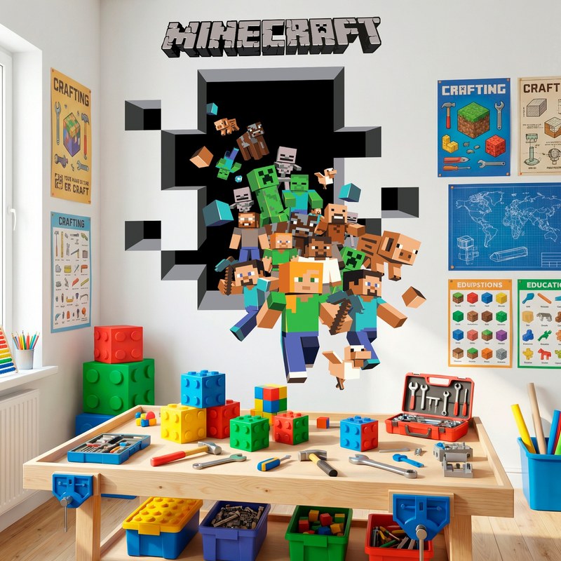 Minecraft 3D Wall Decal 10/18