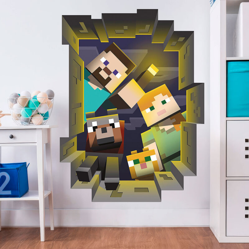 Wall Stickers: Minecraft 3D Hole Characters