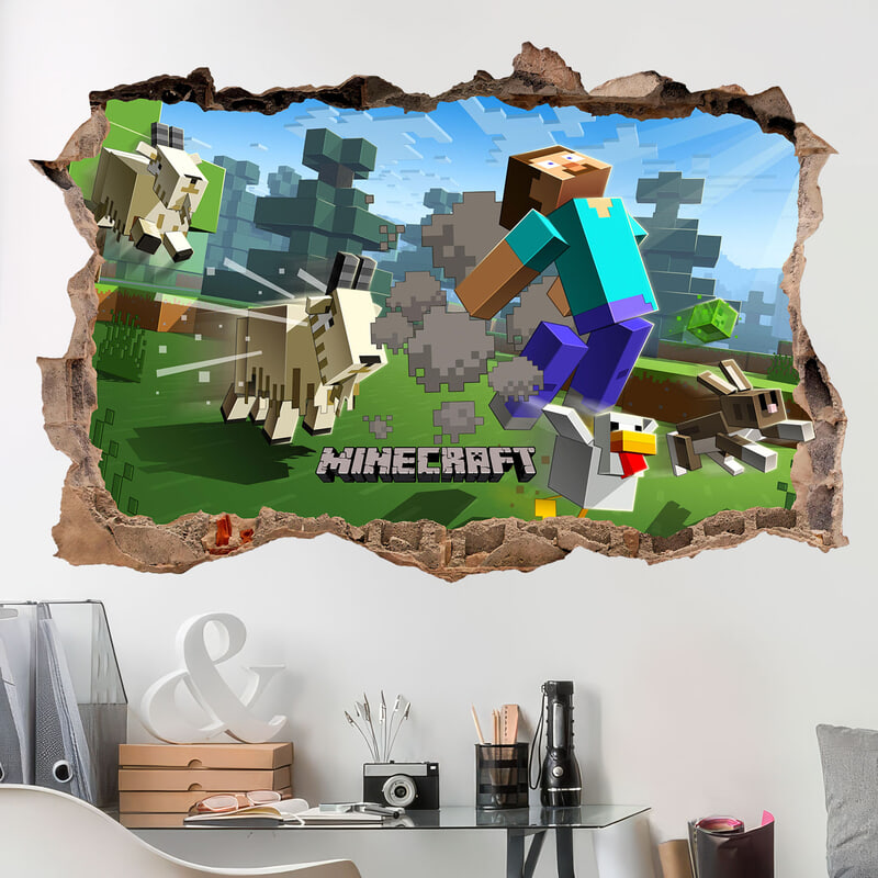 Wall Stickers: Minecraft 3D Hole Goats and Animals