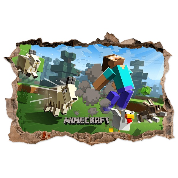 Wall Stickers: Minecraft 3D Hole Goats and Animals