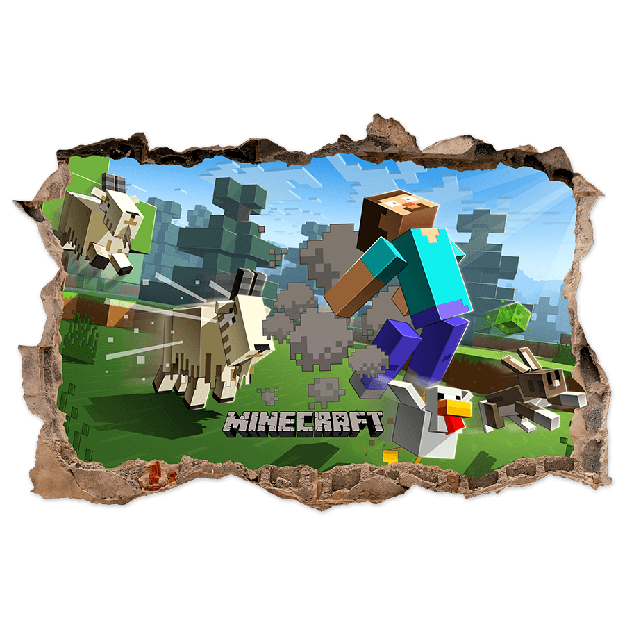 Wall Stickers: Minecraft 3D Hole Goats and Animals