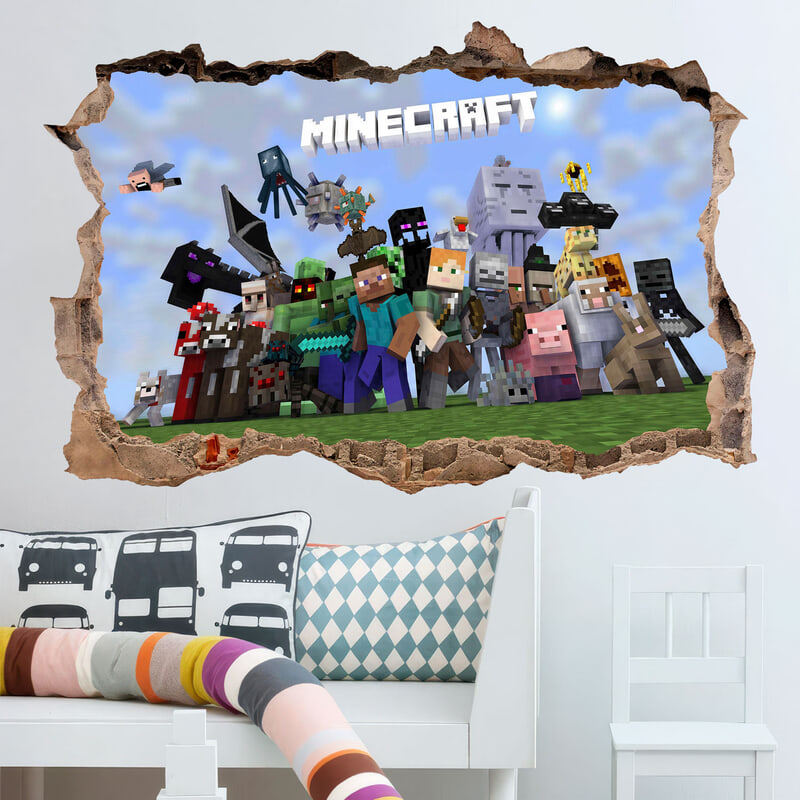 Wall Stickers: Minecraft 3D Hole Characters and Creatures