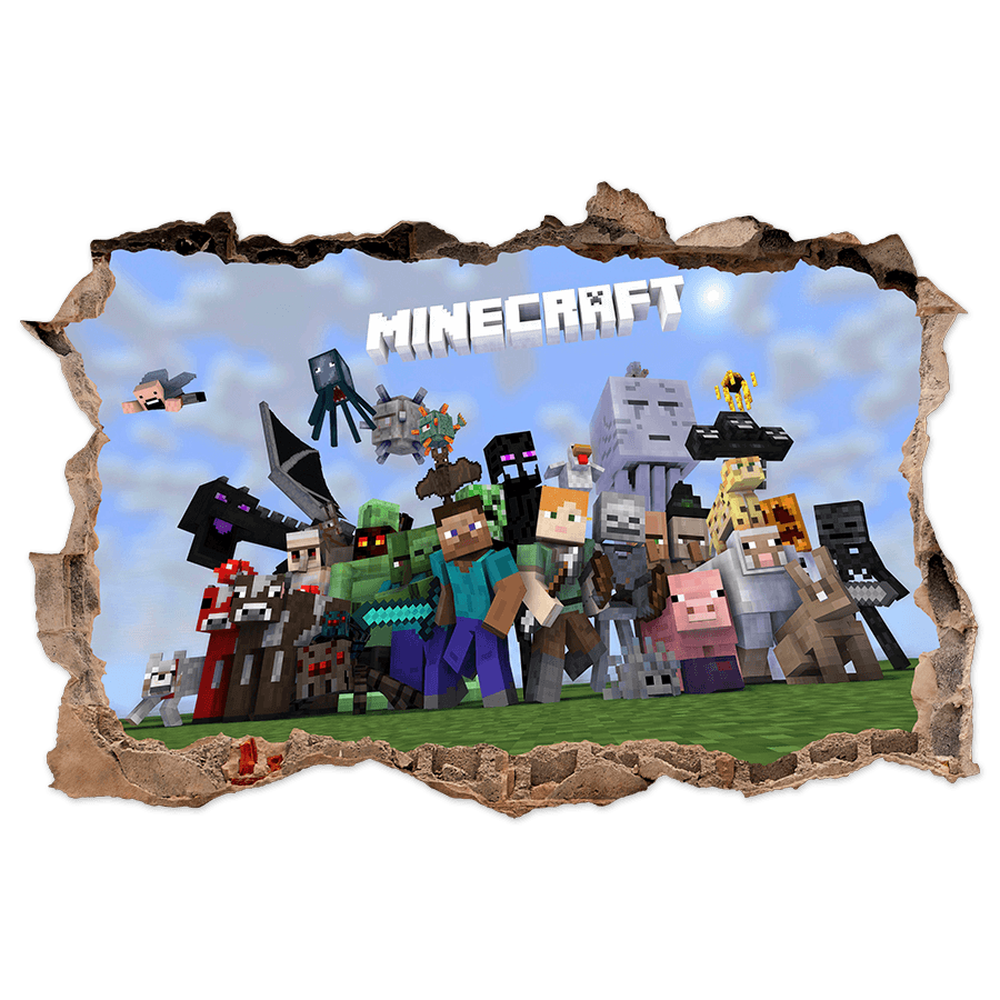 Wall Stickers: Minecraft 3D Hole Characters and Creatures
