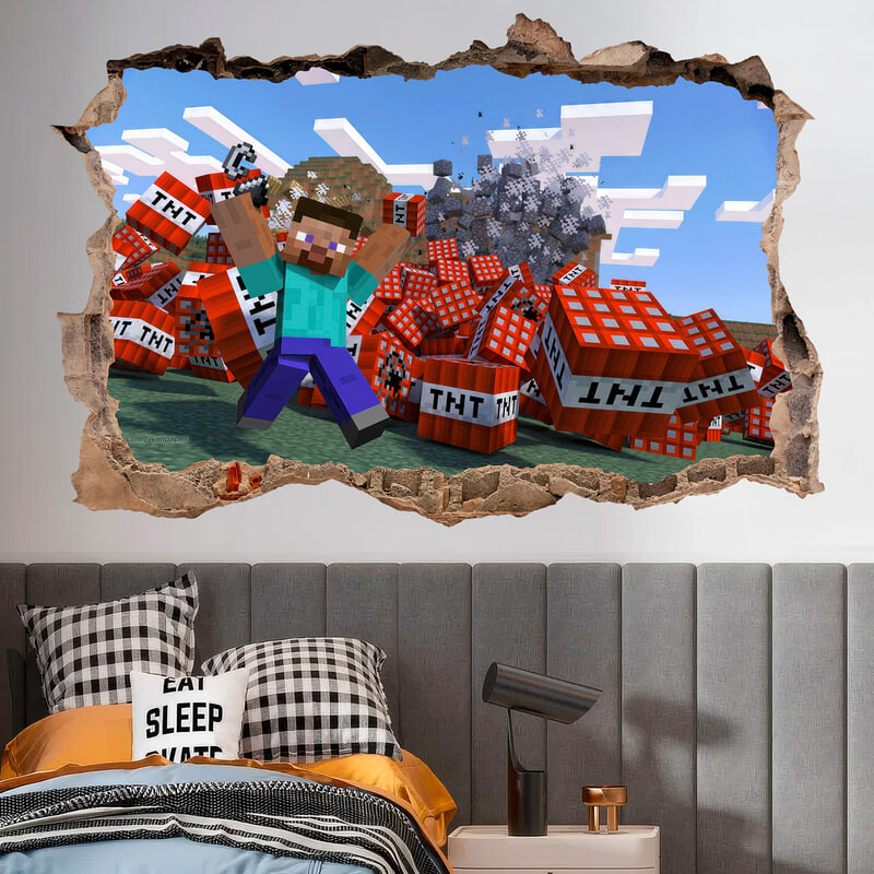 Wall Stickers: Minecraft Wall Hole TNT Explosion