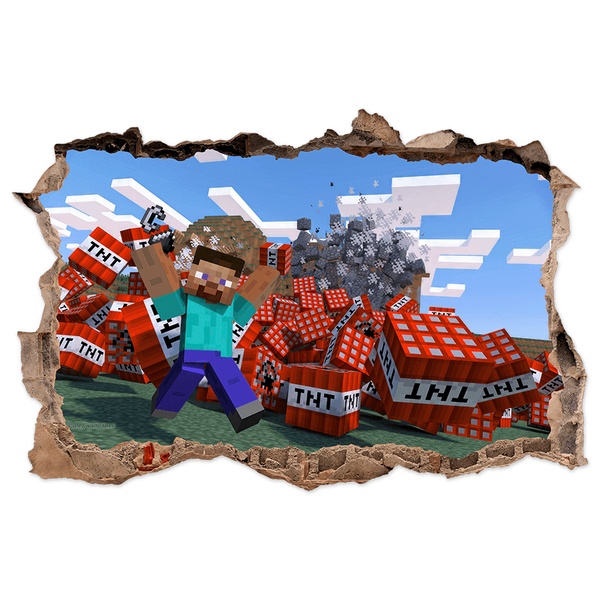 Wall Stickers: Minecraft Wall Hole TNT Explosion