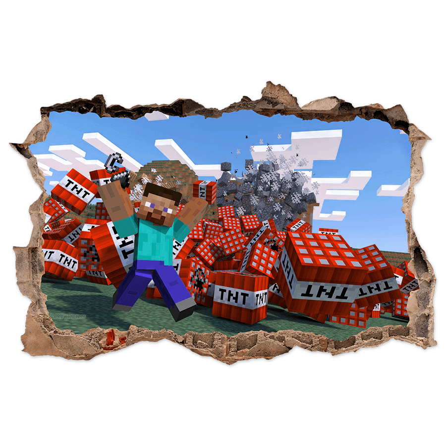 Wall Stickers: Minecraft Wall Hole TNT Explosion