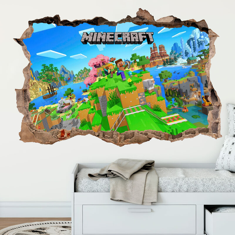 Wall Stickers: Minecraft Wall Hole World and Characters